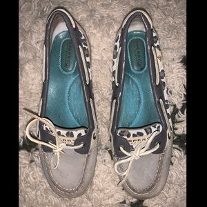Sperry’s Women’s Boat Shoes Gray Leopard